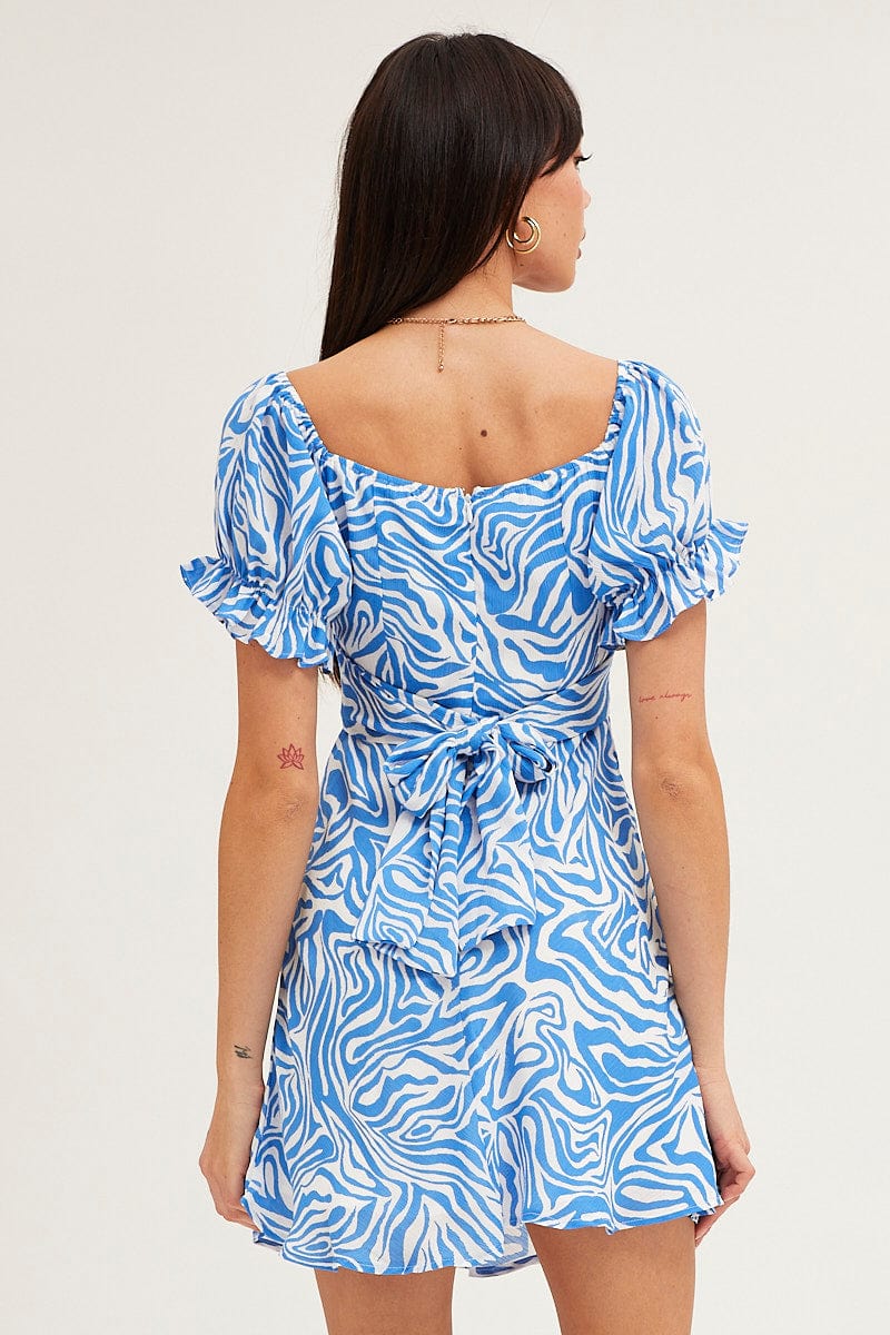 Print Midi Dress Short Sleeve Evening - Image 5