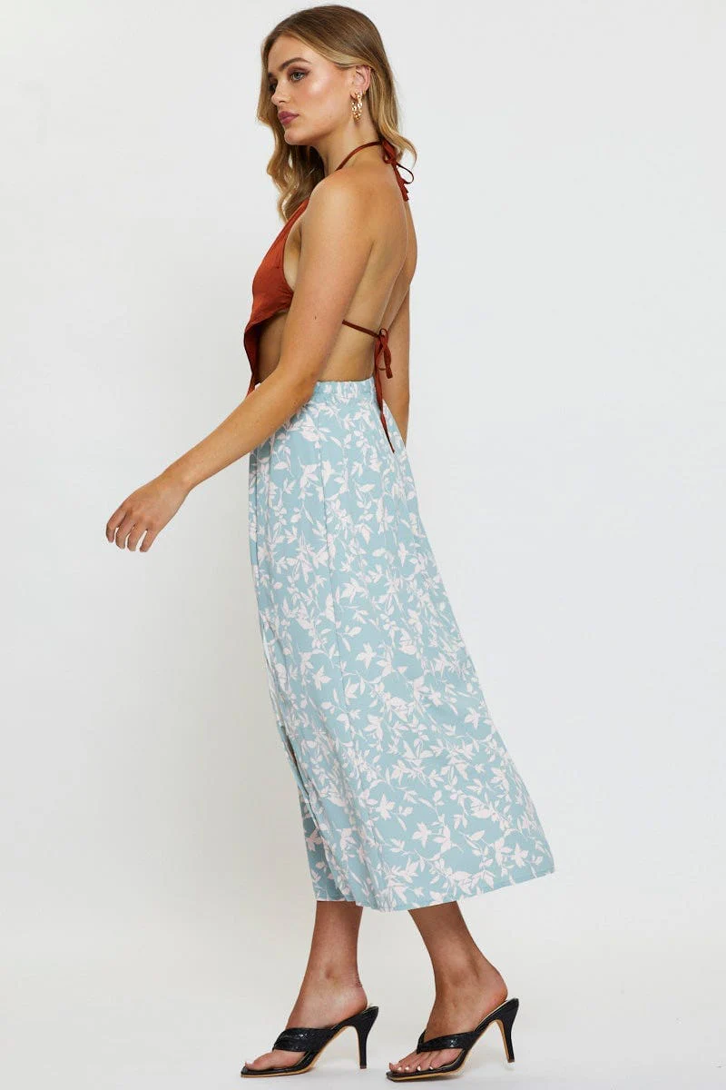 Print Midi Skirt Front Slit - Image 4