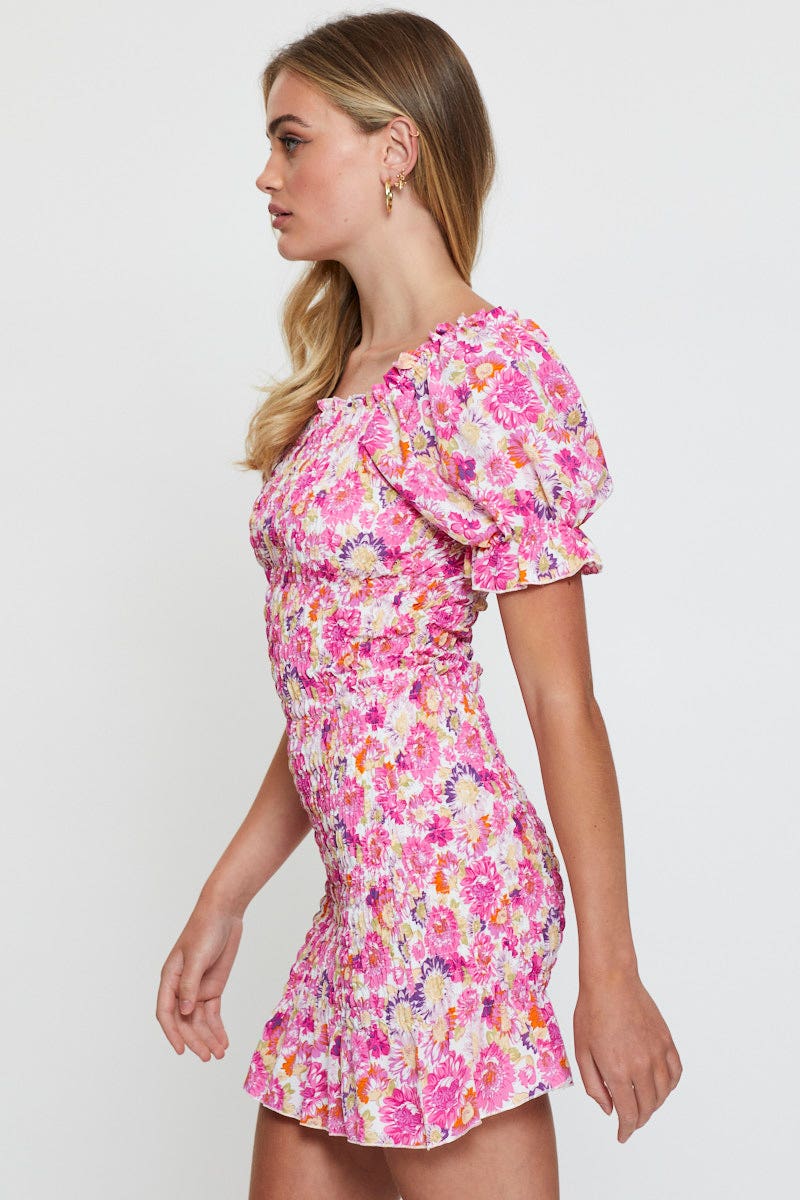 Print Mini Dress Short Sleeve - Image 4
