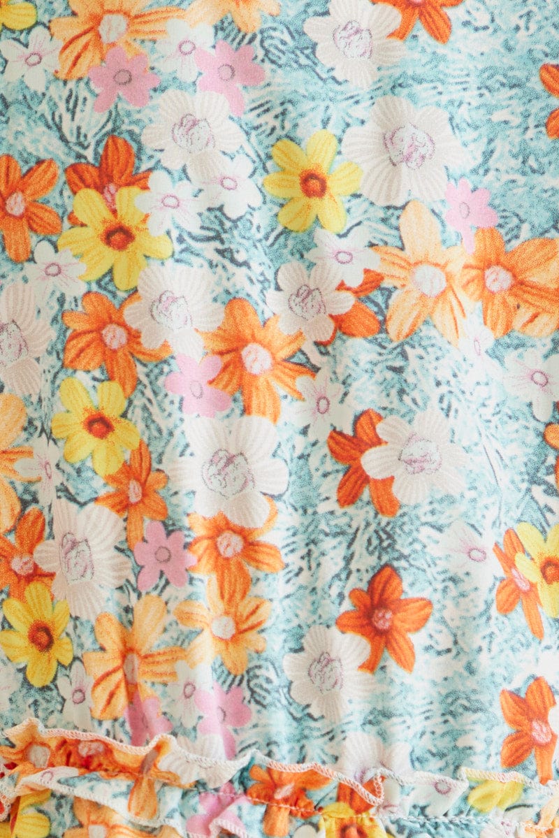 Print Mini Dress Short Sleeve V Neck - Image 6