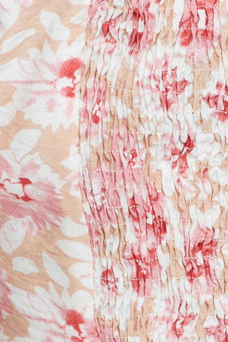 Print Puff Sleeve Top Short Sleeve Crop - Image 6