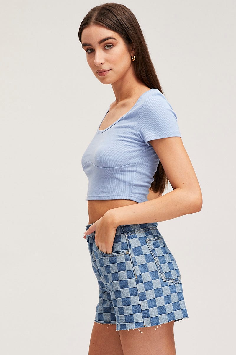 Print Relaxed Denim Shorts High Rise - Image 5