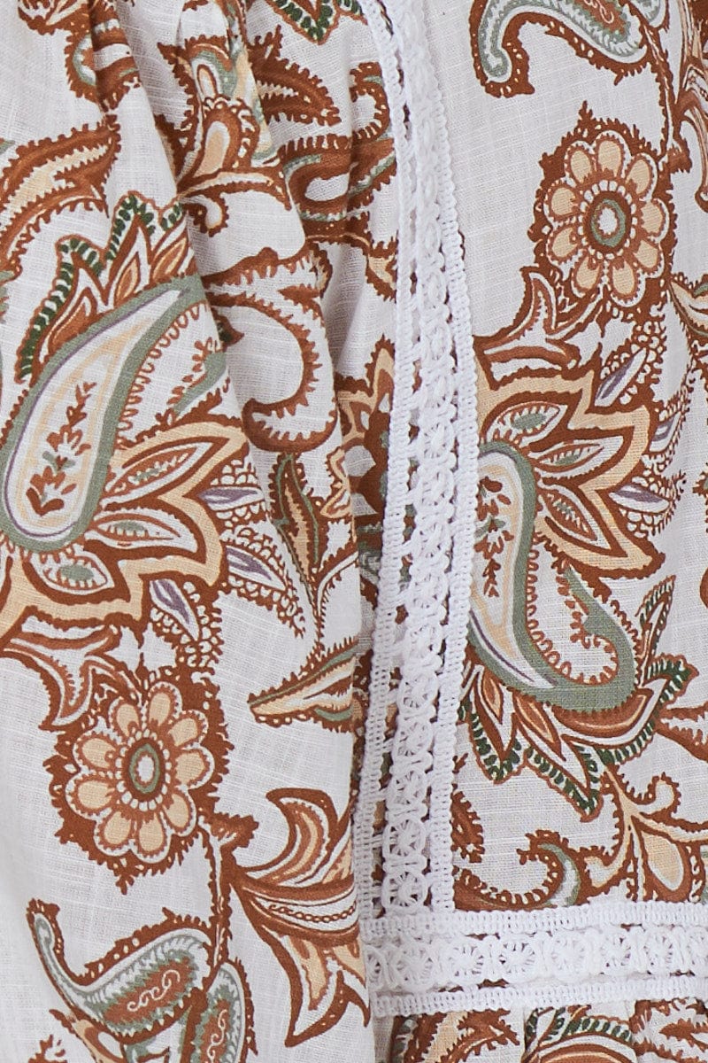 Print Relaxed Top Short Sleeve Oversized Square Neck - Image 6