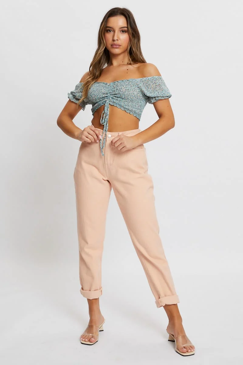 Print Rouching Crop Top - Image 5
