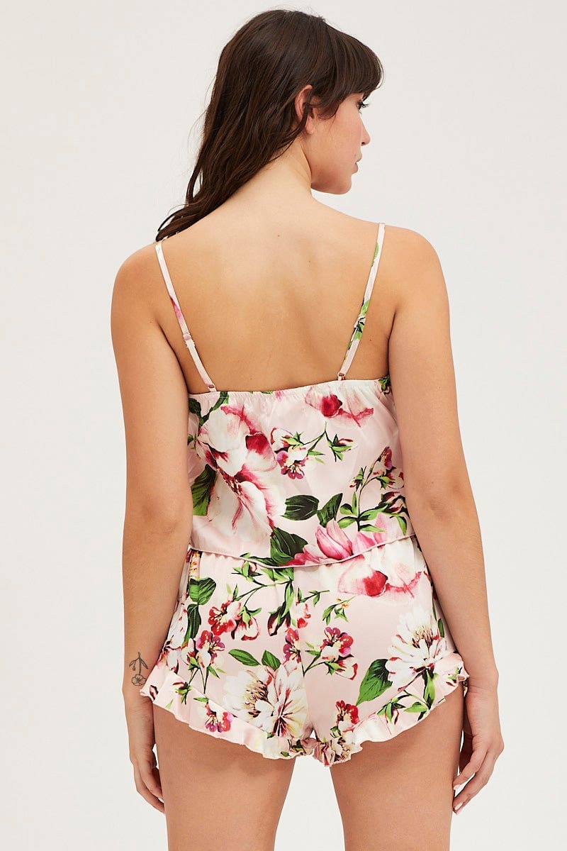 Print Satin Pajamas Set Sleeveless - Image 5