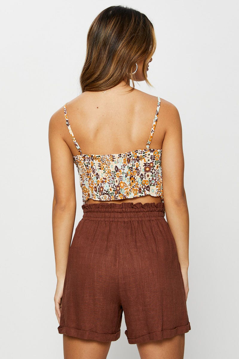 Print Scarf Singlet Sleeveless Crop Satin - Image 4