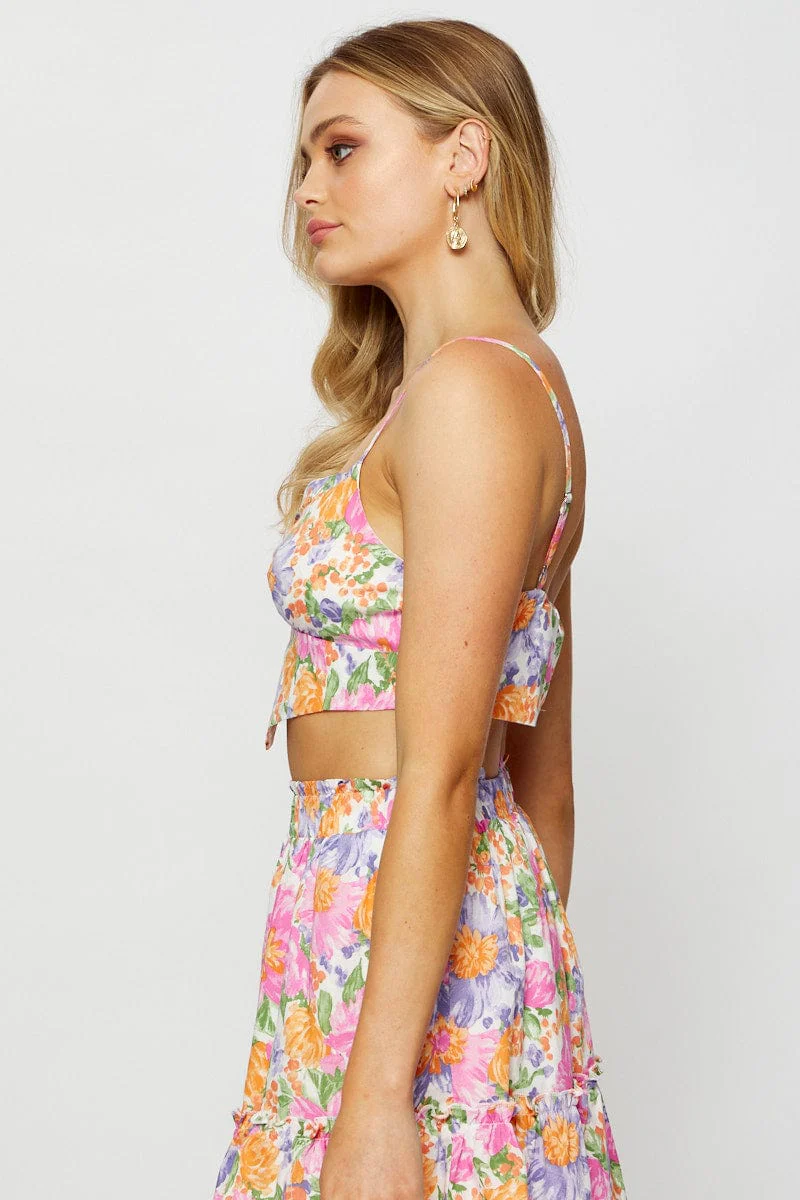 Print Scarf Top Crop - Image 4