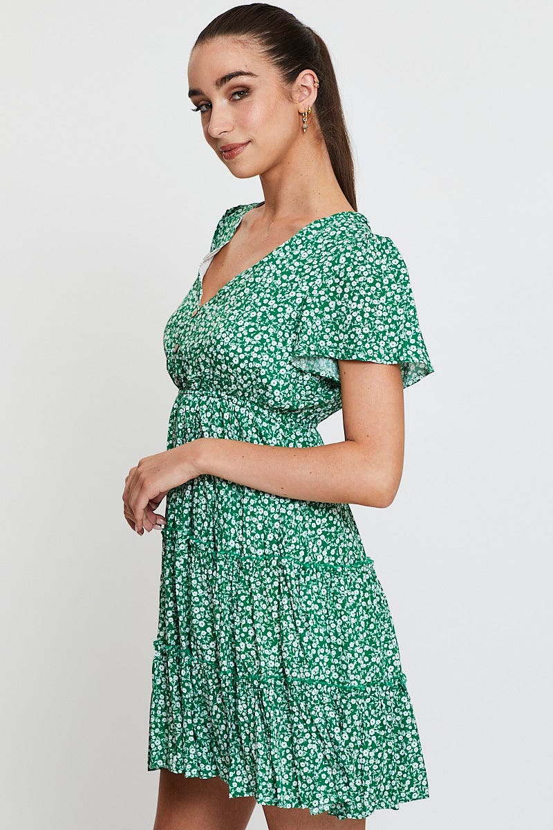 Print Skater Dress Short Sleeve Mini - Image 10