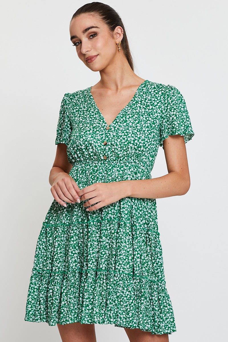 Print Skater Dress Short Sleeve Mini - Image 3