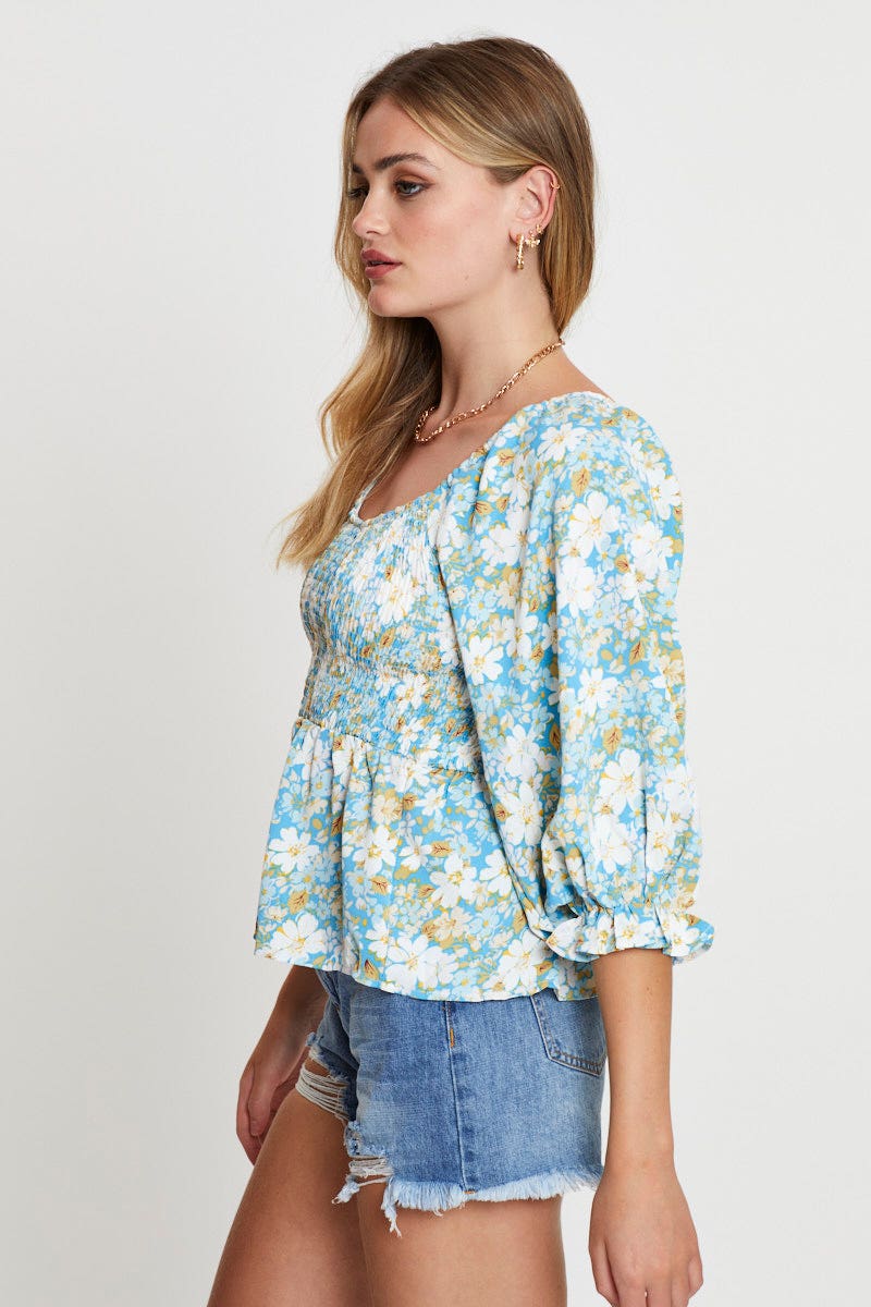 Print Smock Top Short Sleeve - Image 3