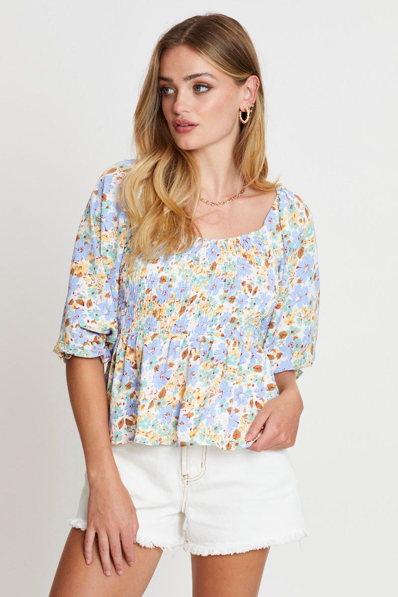 Print Smock Top Short Sleeve - Image 9