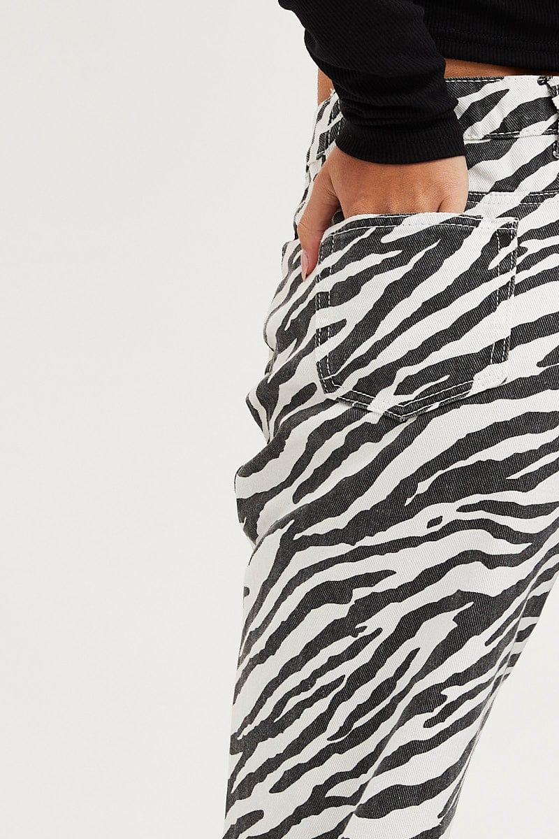 Print Straight Denim Jeans High Rise - Image 6