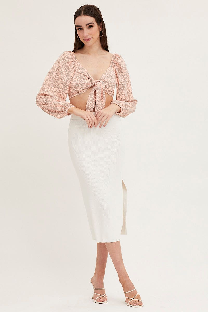 Print Tie Front Top - Image 2