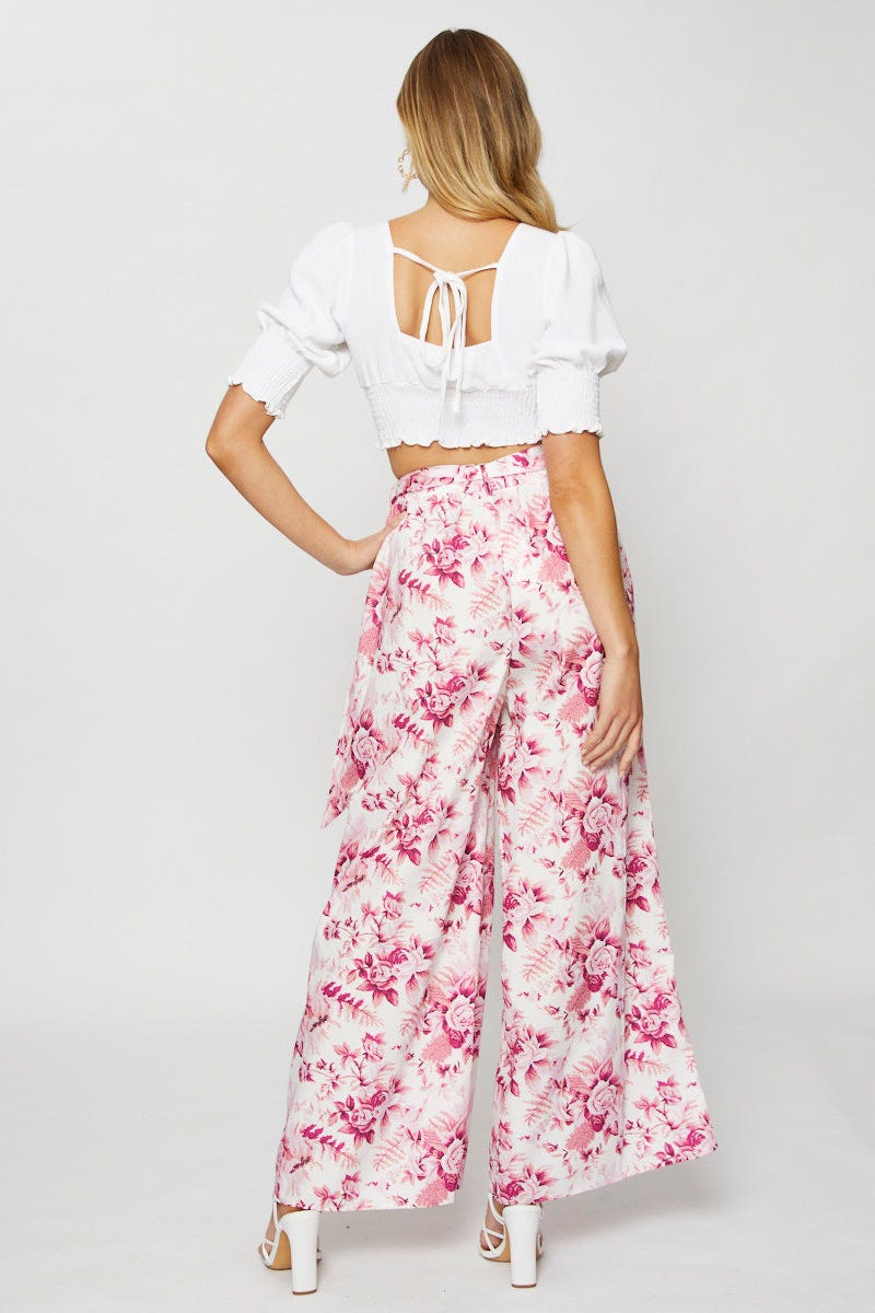 Print Wide Leg Pants High Rise - Image 5