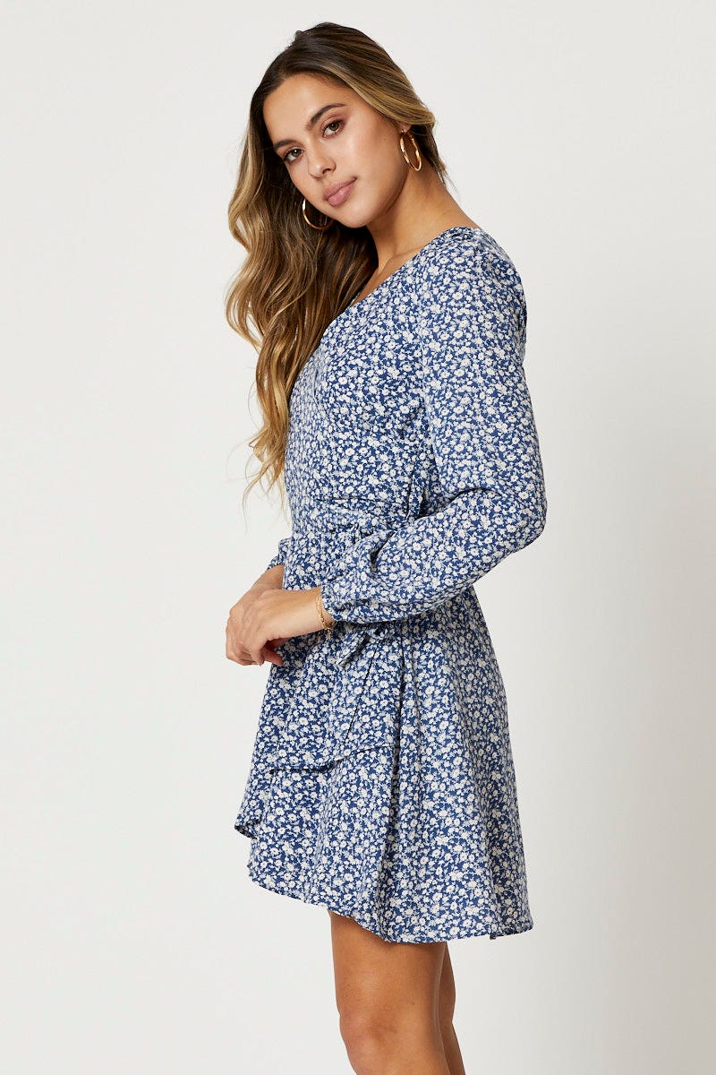 Print Wrap Dress - Image 3