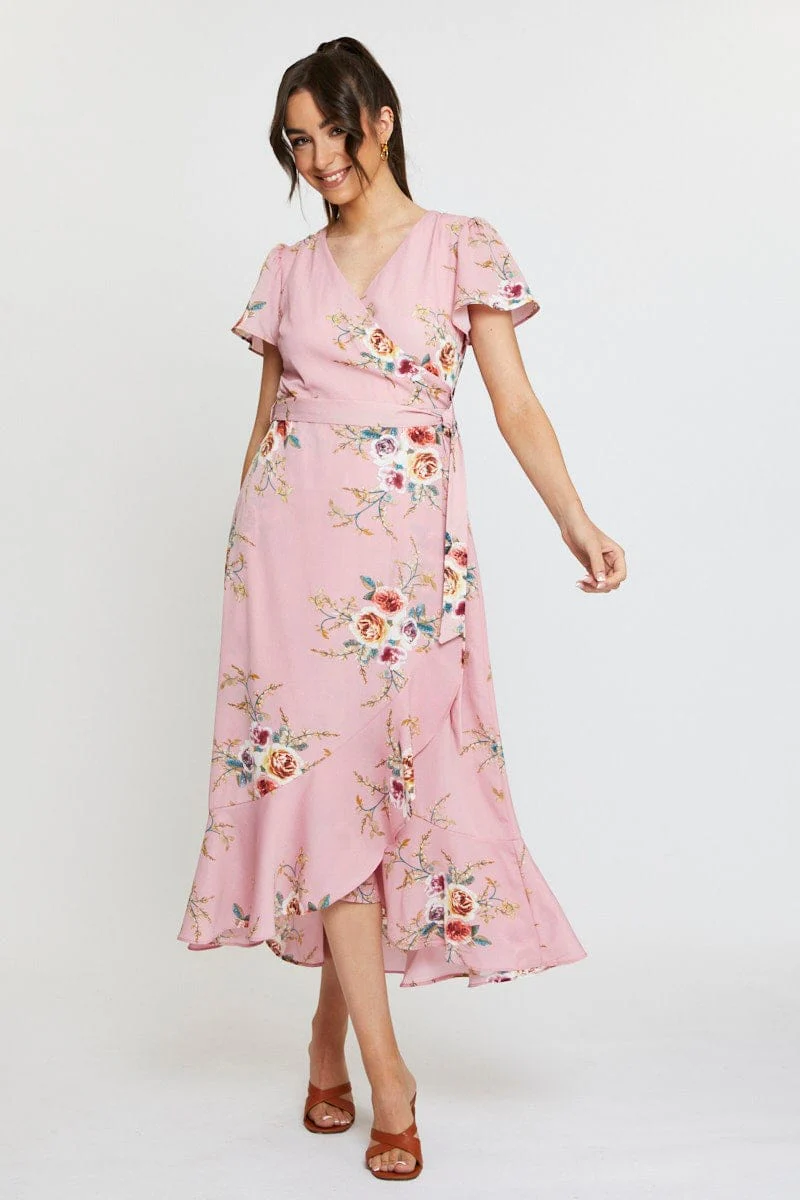 Print Wrap Dress Midi - Image 9