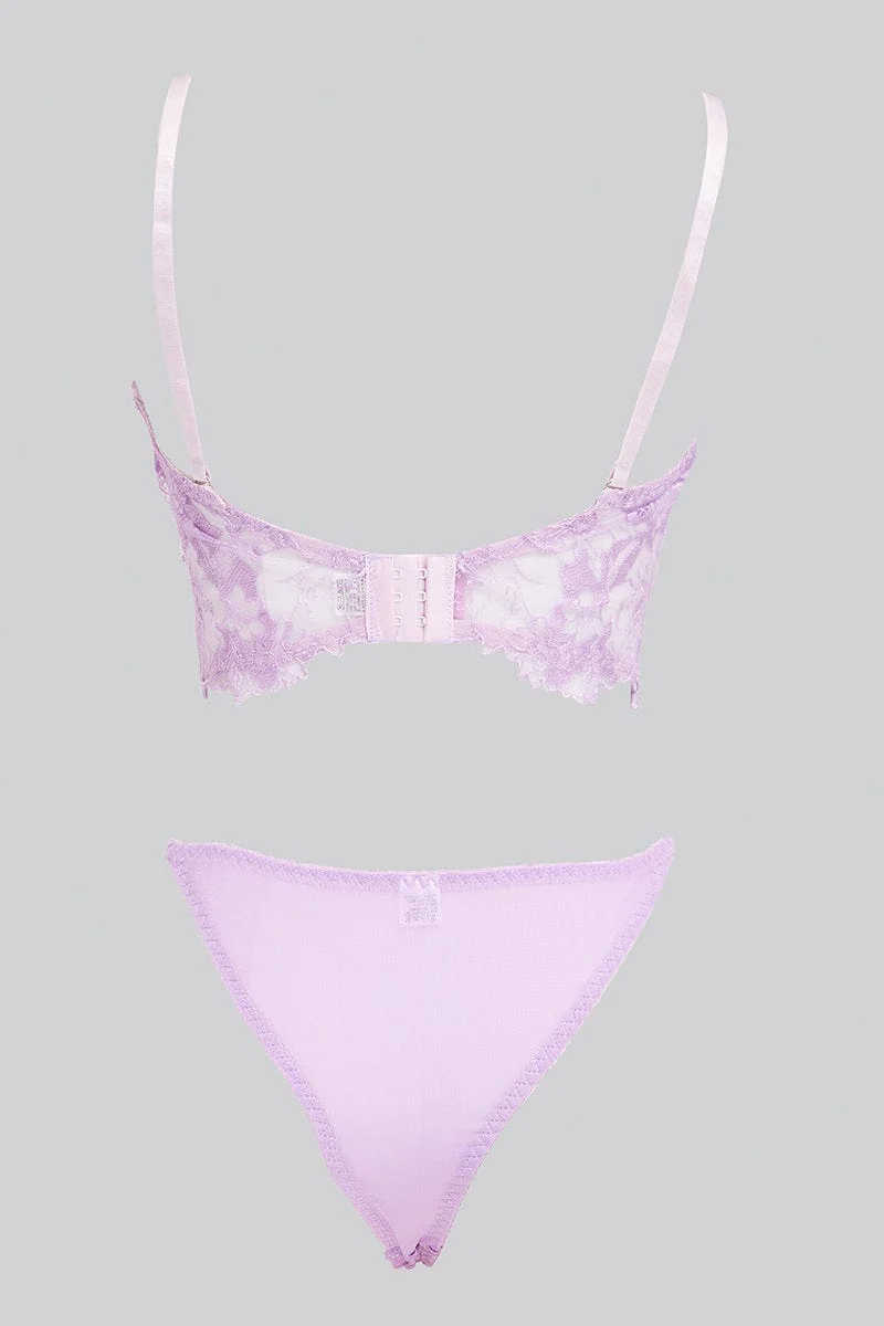Purple Embroidered Lingerie Set - Image 2