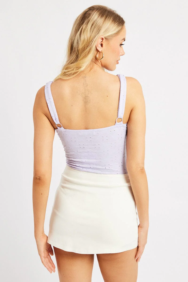 Purple Eyelet Bodysuit Singlet - Image 5
