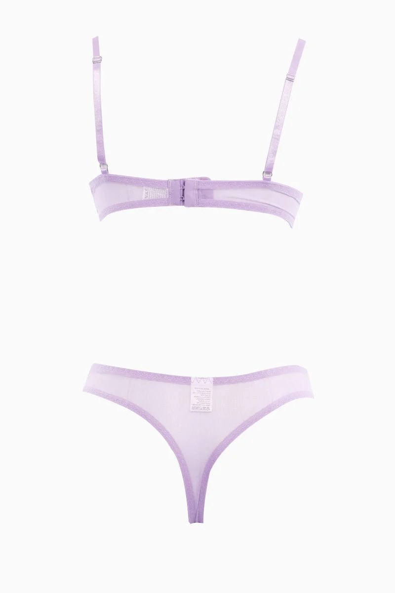 Purple Floral Embroidery Lingerie Set - Image 2