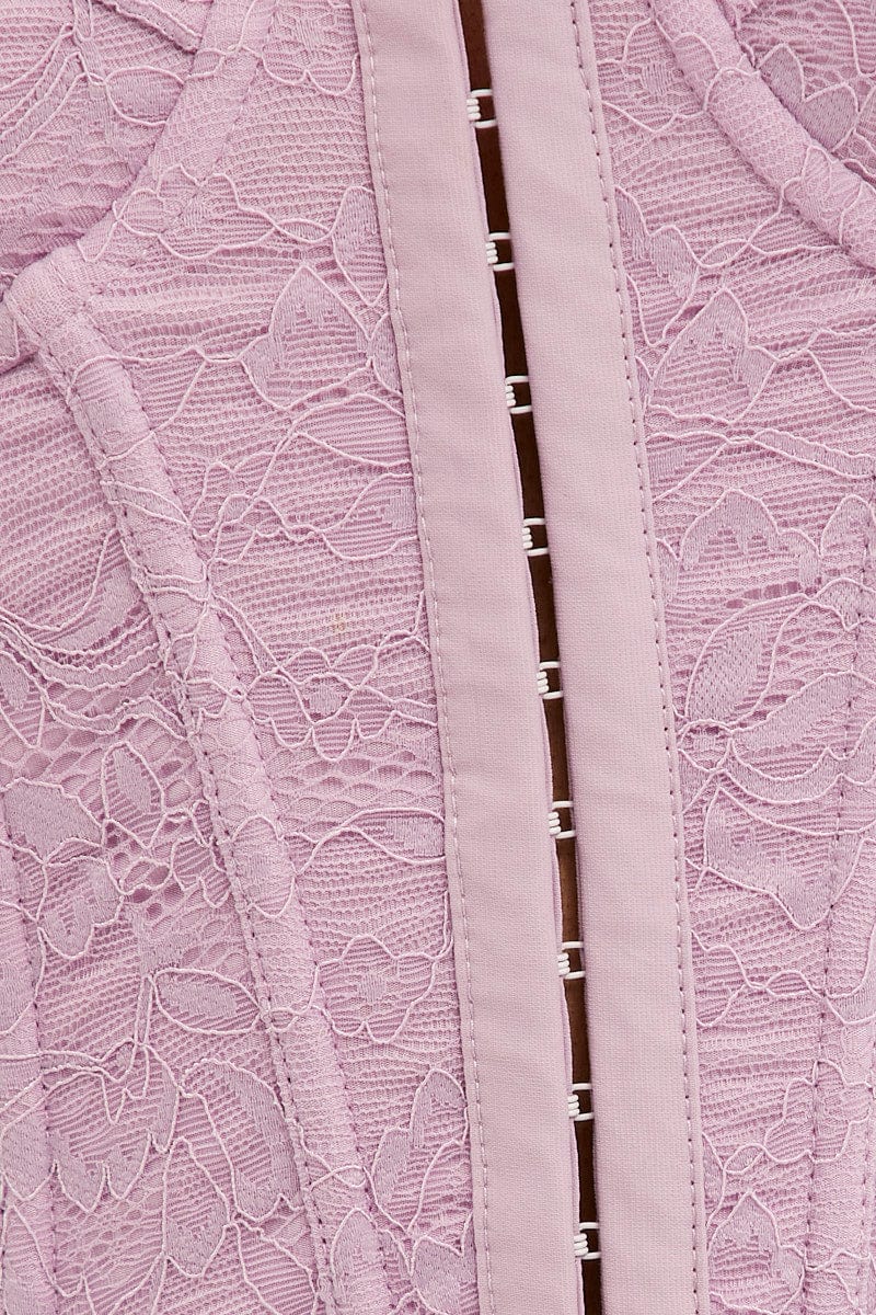 Purple Floral Lace Corset Top Lingerie - Image 6