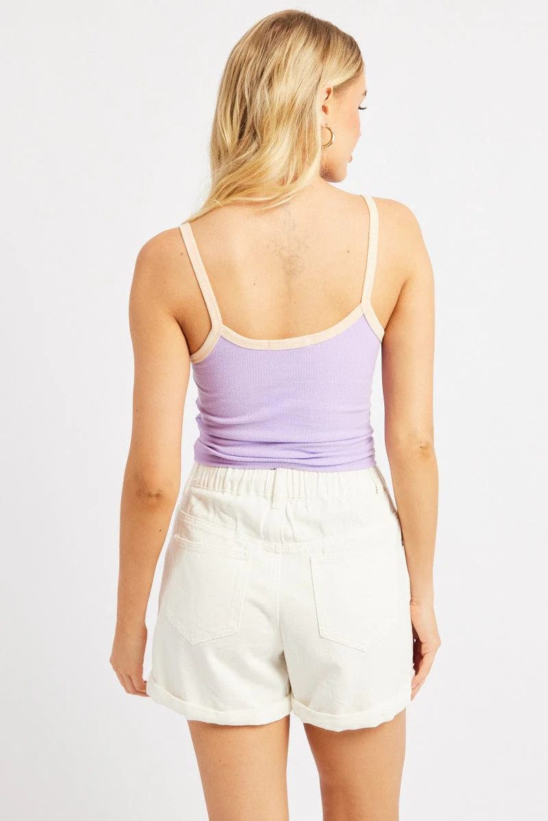Purple Graphic Singlet Top - Image 5
