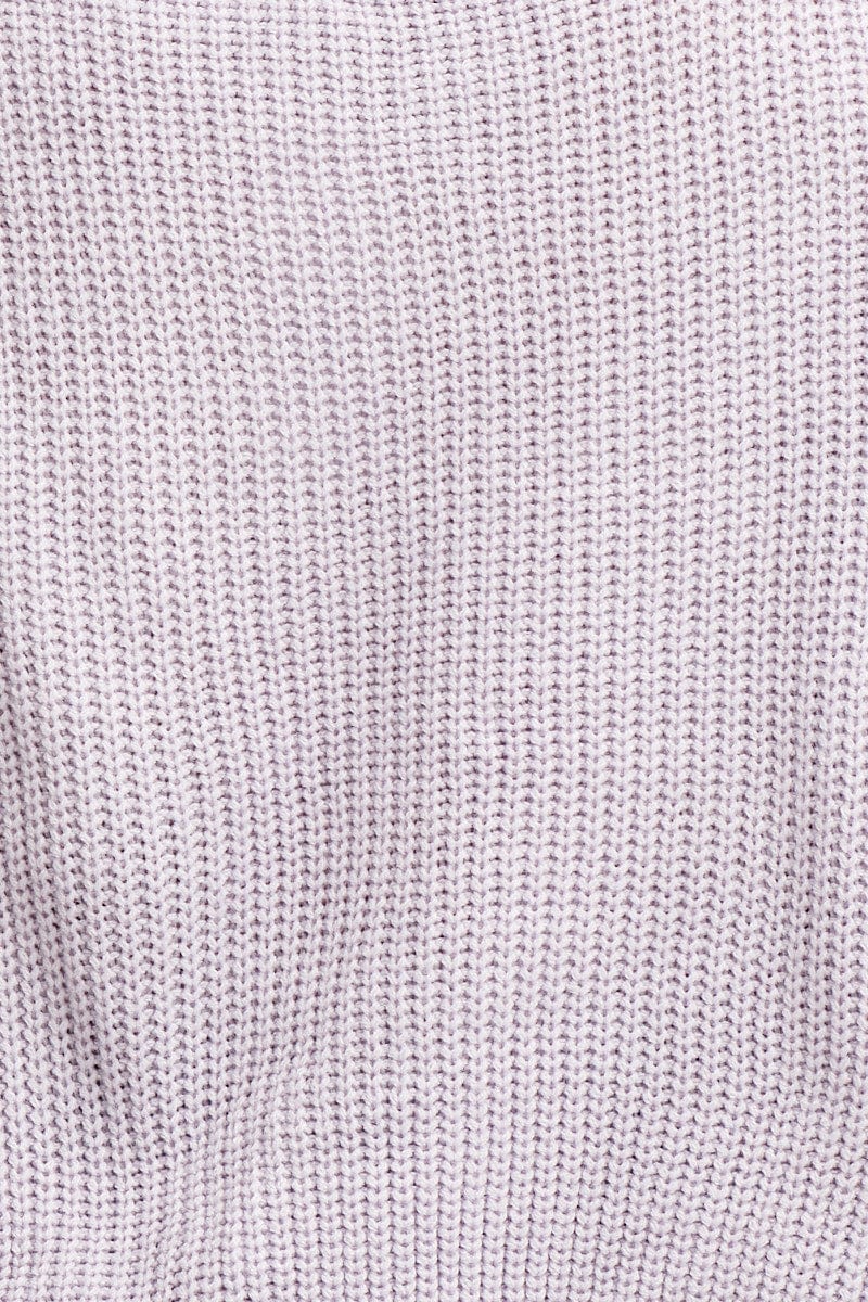 Purple Knit Top Long Sleeve Relaxed Turtleneck Cable - Image 6