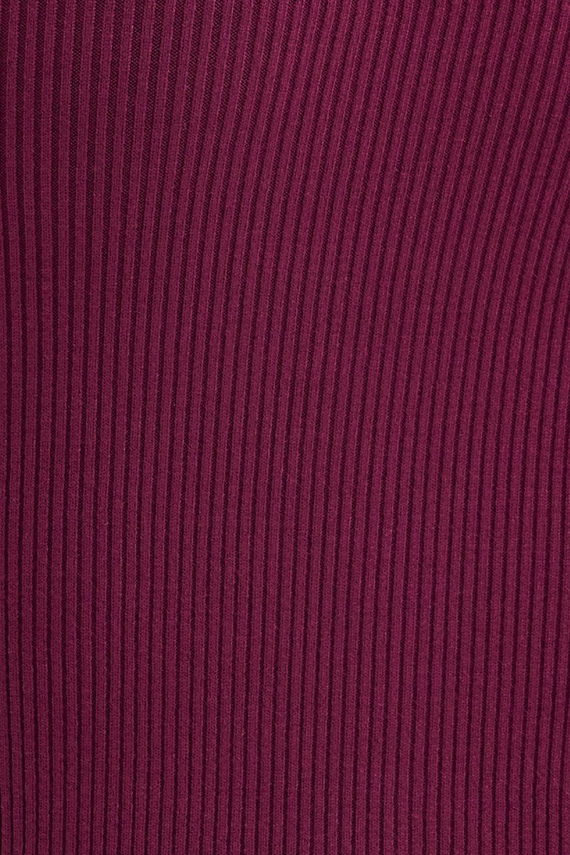 Purple Midi Dress Long Sleeve Sweetheart Contrast Bind - Image 6