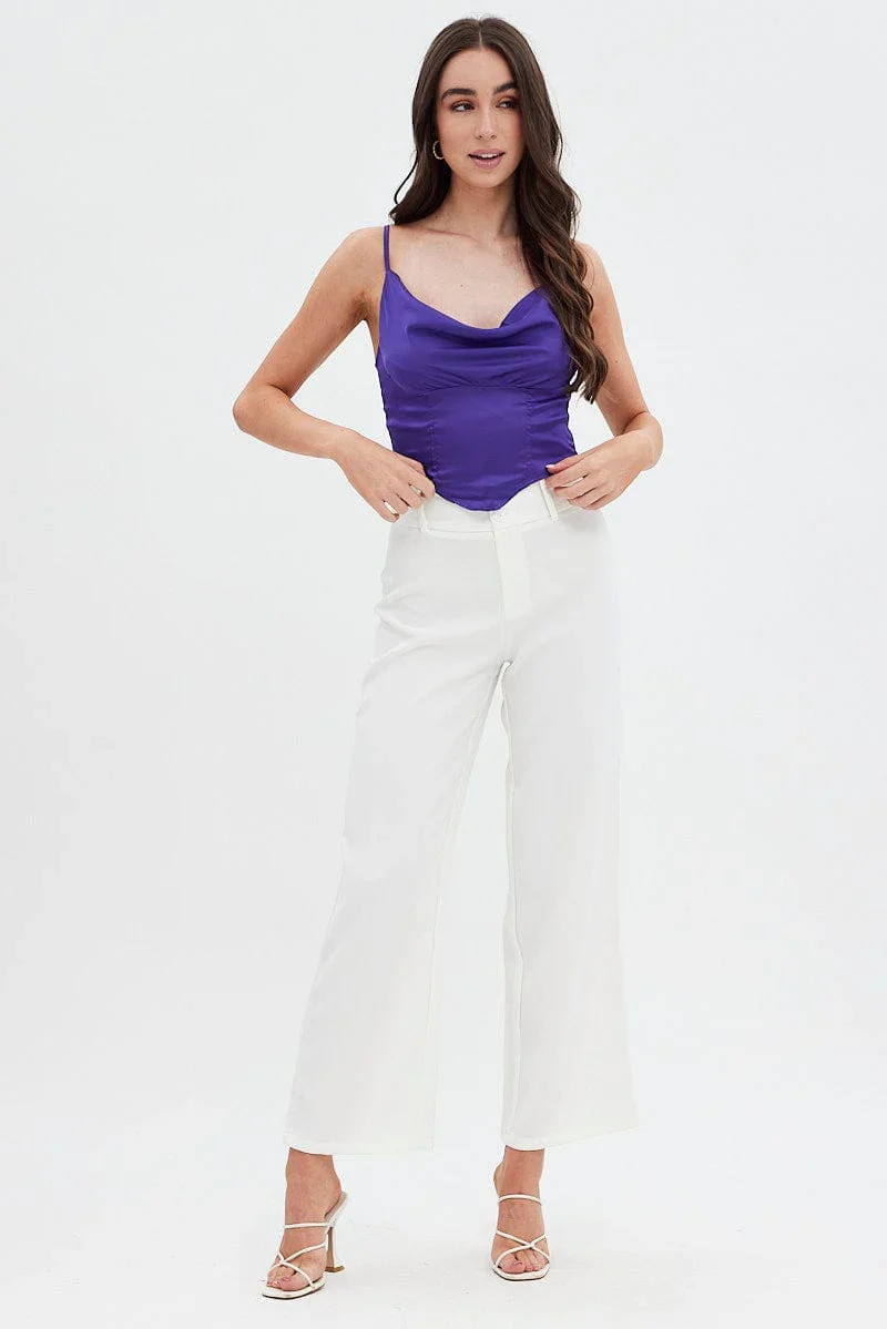 Purple Sleeveless Satin Cami Top - Image 2