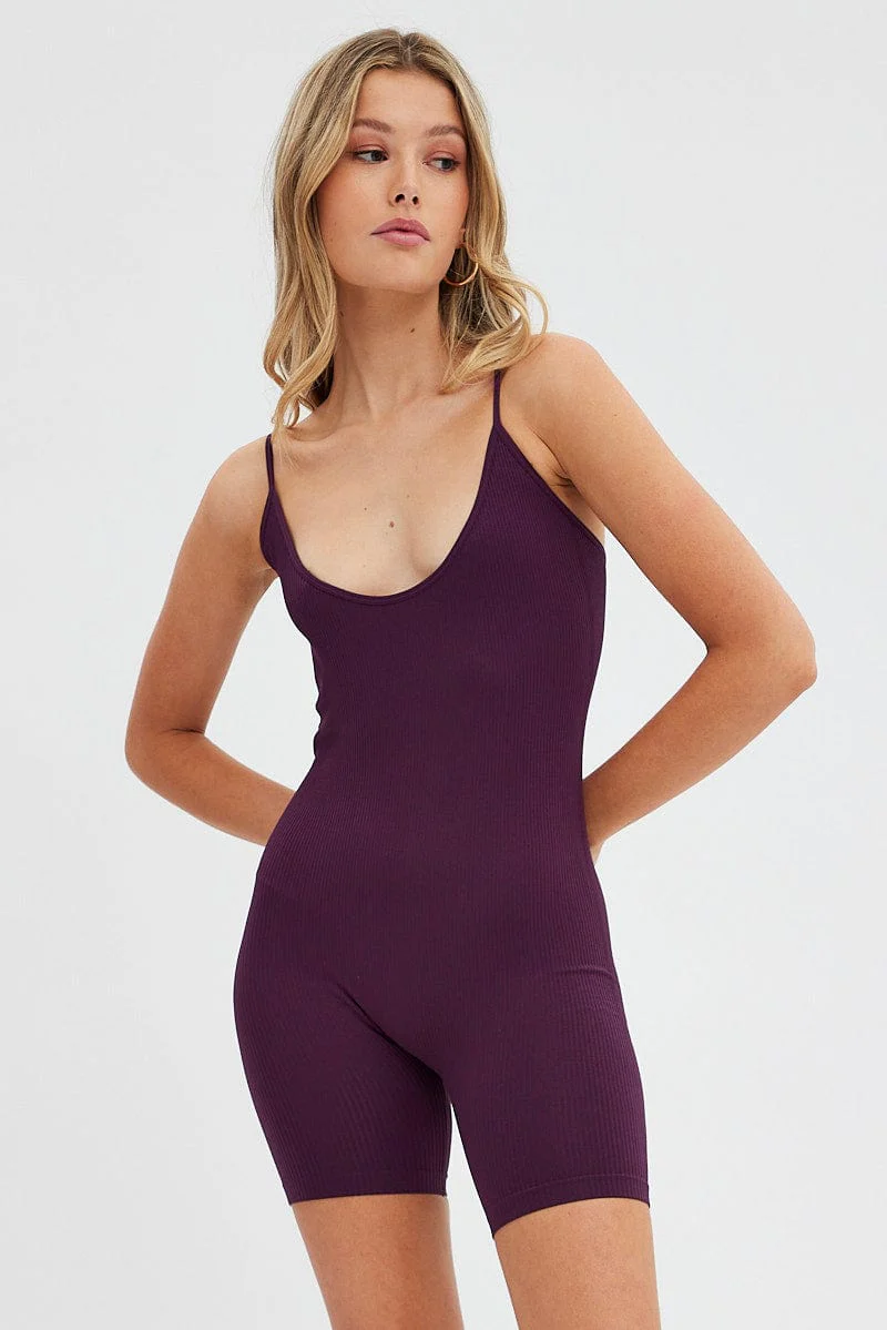 Purple Unitard Seamless Activewear - Image 3