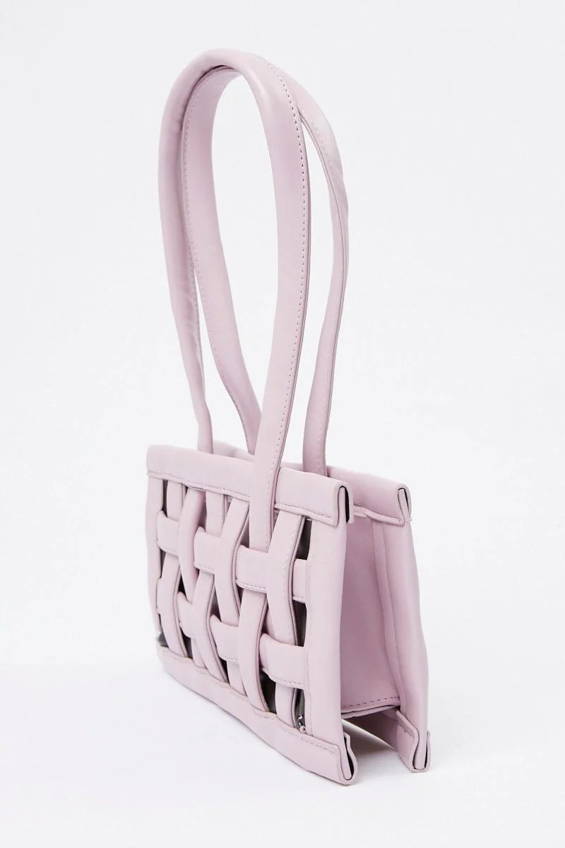 Purple Woven Detail Handbag - Image 6
