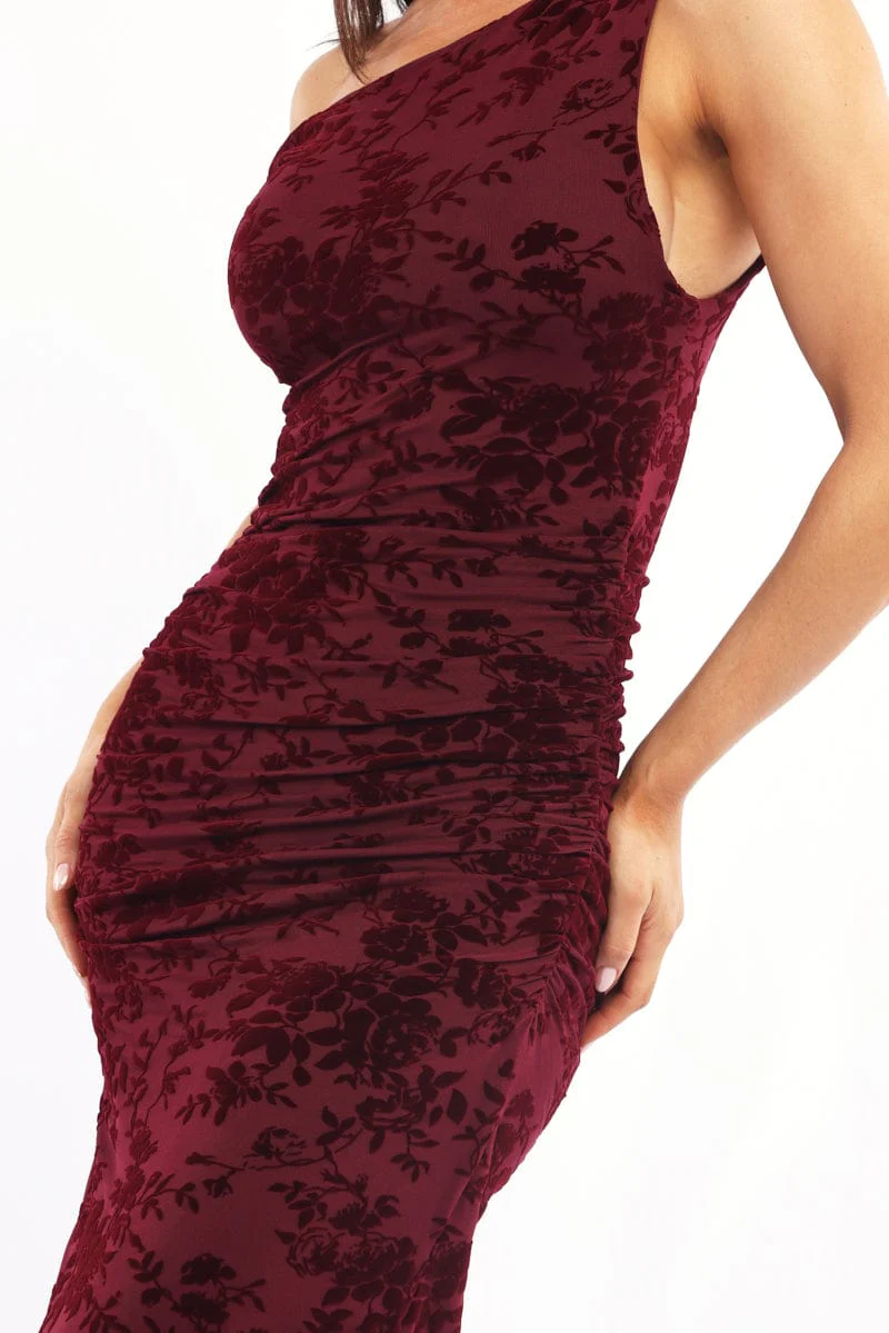 Red Bodycon Dress Burnout - Image 5