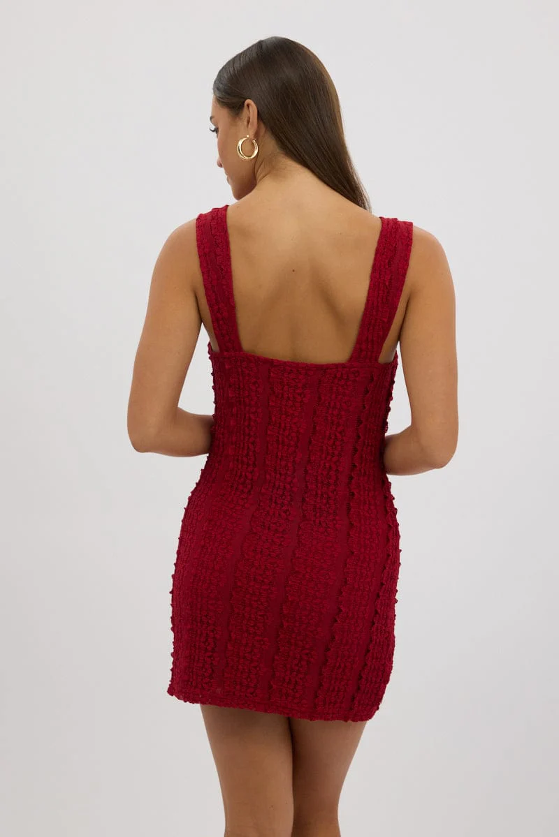 Red Bodycon Dress Lace Mini - Image 5