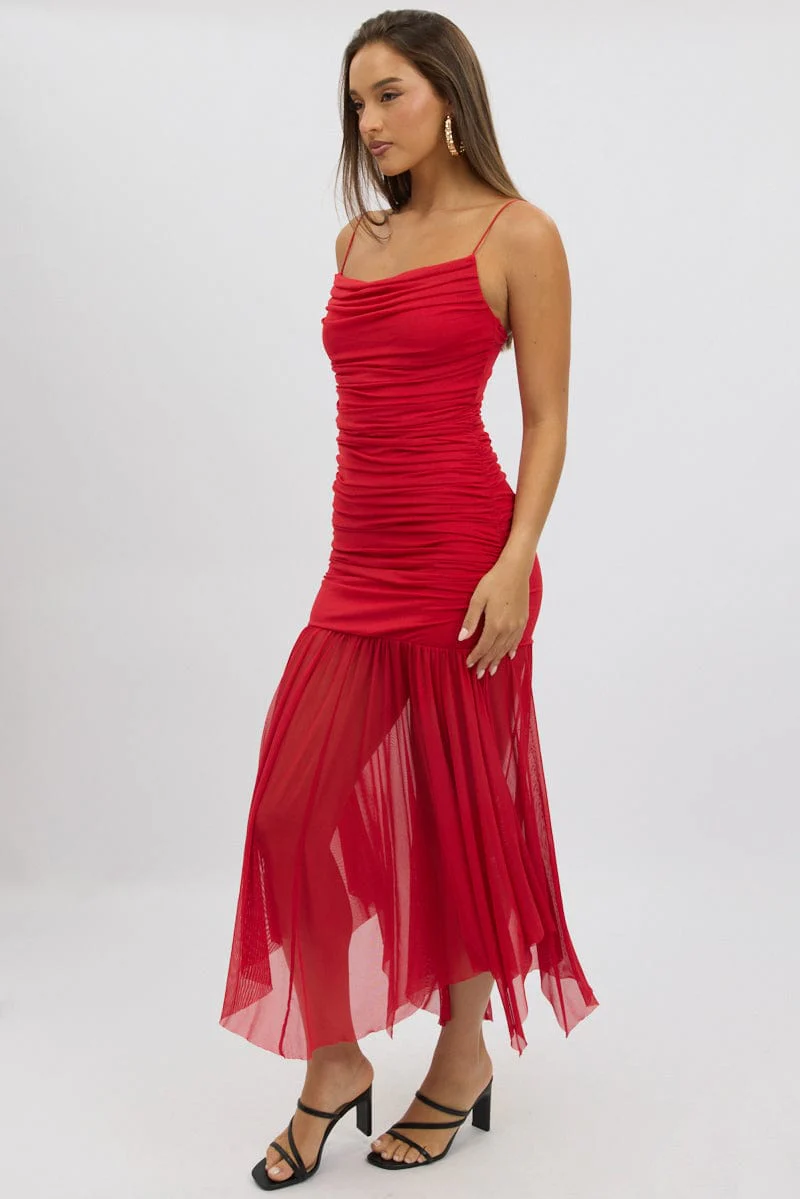 Red Bodycon Dress Singlet Maxi - Image 4