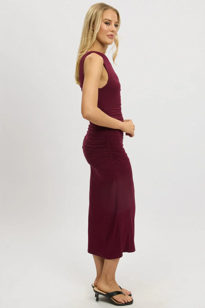 Red Bodycon Dress Twist Off Shoulder - Image 4