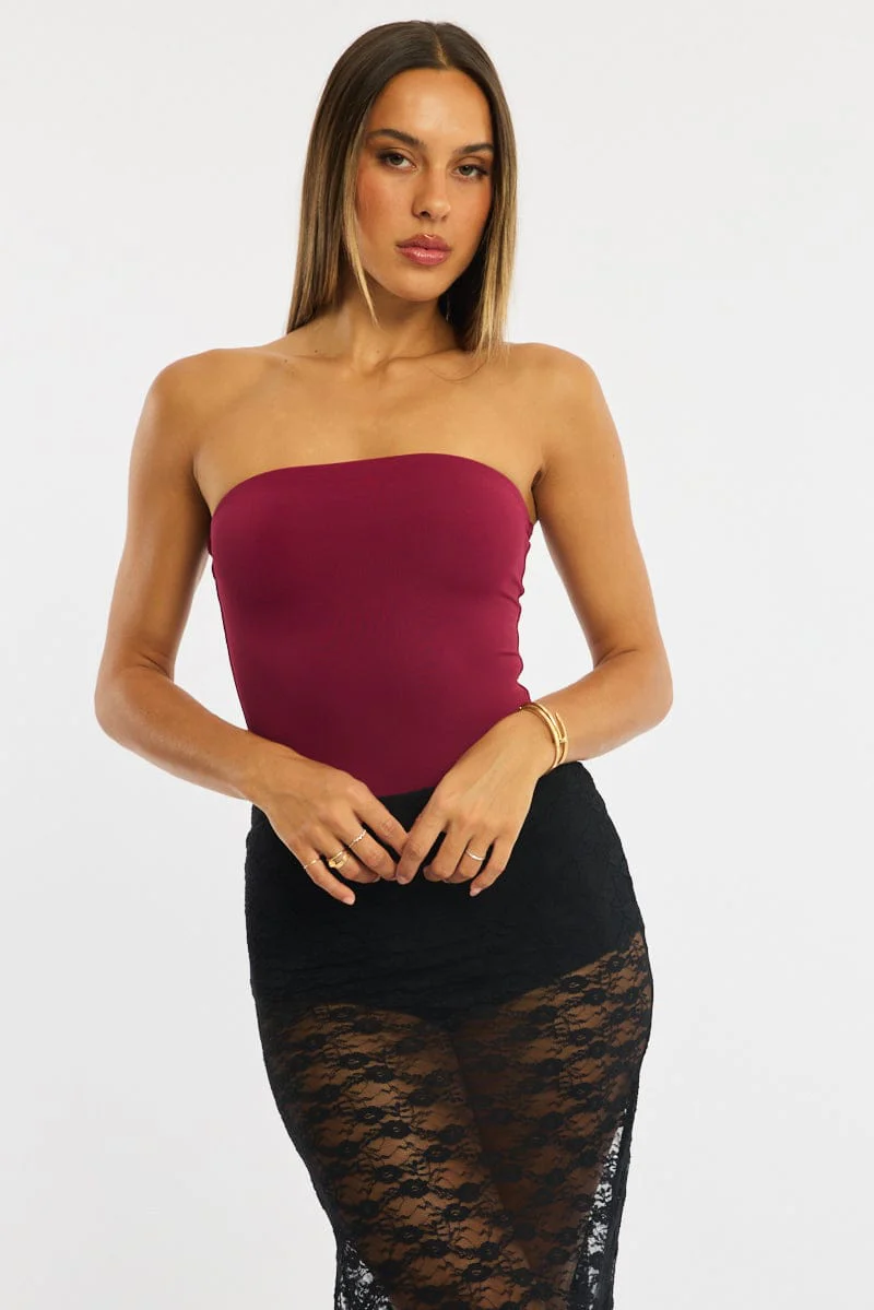 Red Bodysuit Boobtube Supersoft - Image 2