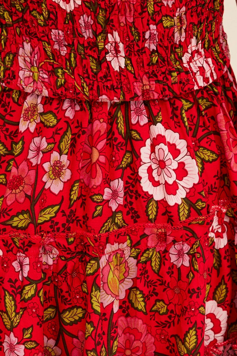 Red Boho Kids Dress Sleeveless - Image 6