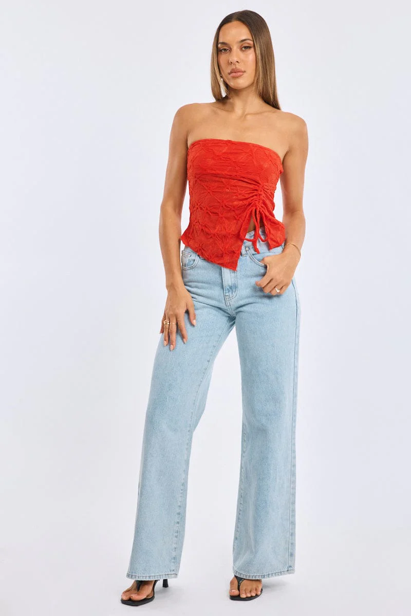 Red Boob Tube Top Textured - Image 2