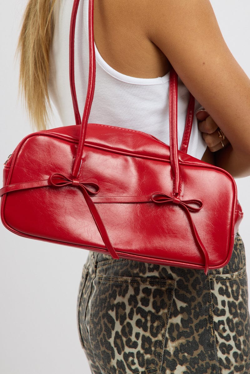 Red Bow Detail Shoulder Bag - Image 2