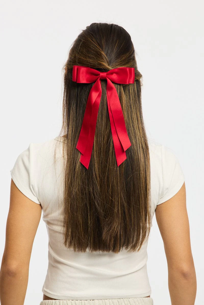 Red Bow Hair Clip