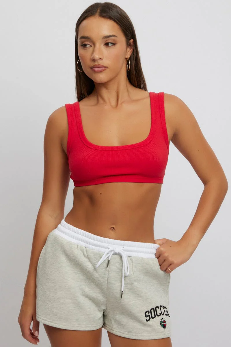 Red Bralette Rib Jersey
