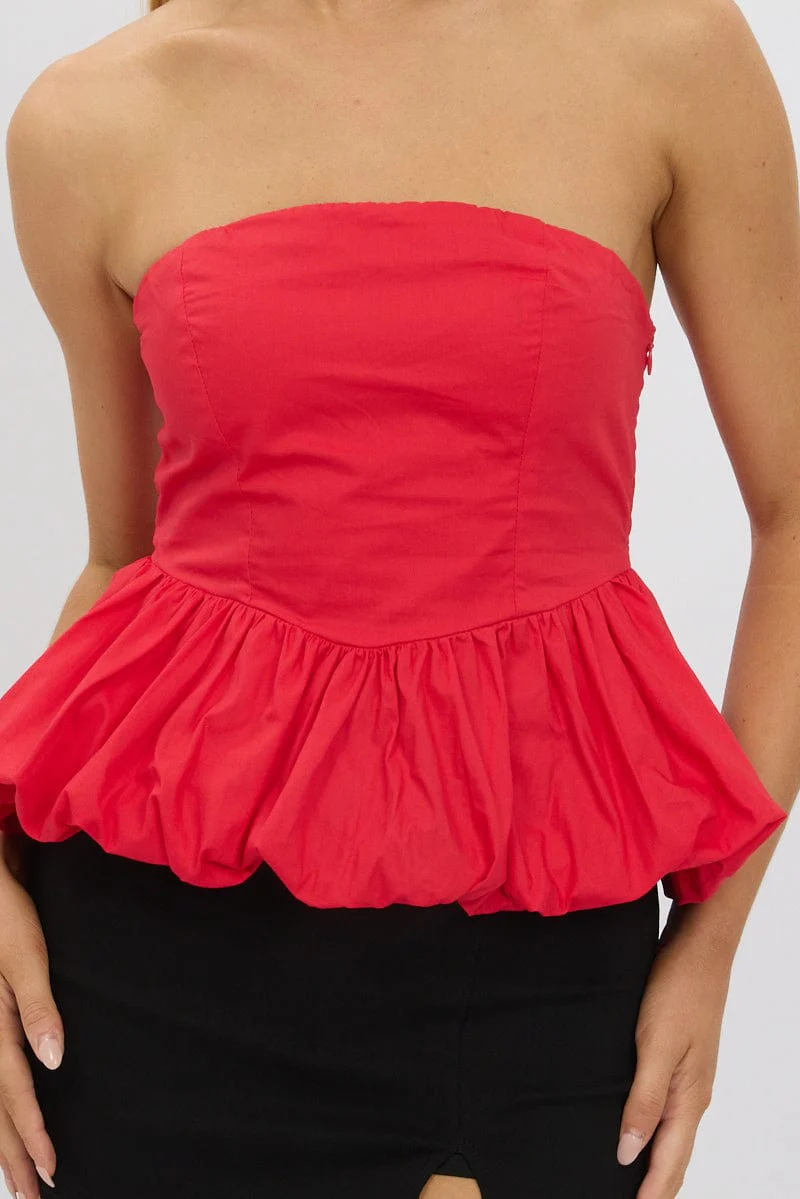 Red Bubble Bandeau Top Strapless - Image 6
