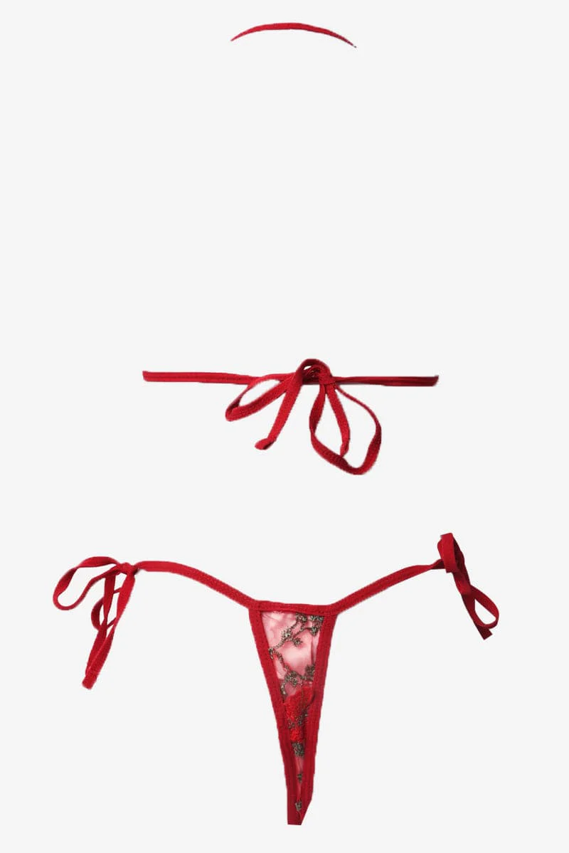 Red Butterfly Embroidery Lingerie Set - Image 2