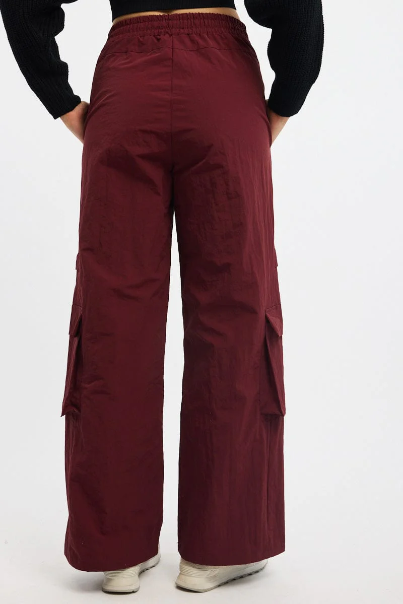 Red Cargo Pants High Rise - Image 4