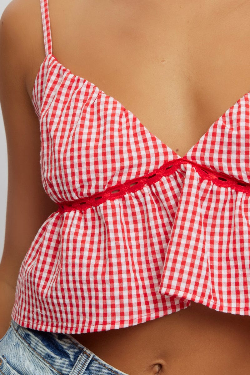 Red Check Cami Crop Top - Image 6