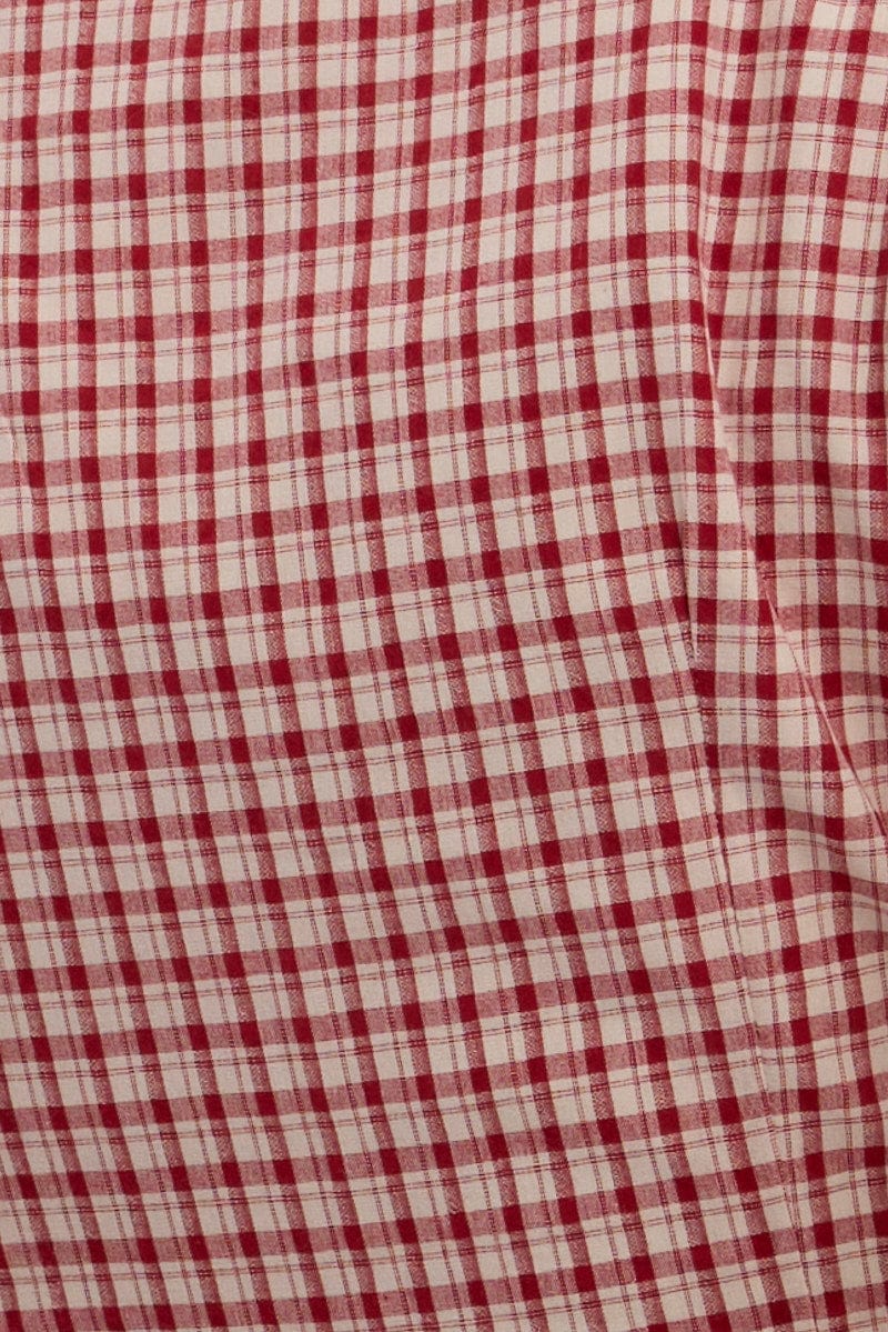 Red Check Mini Dress Ribbon Detail - Image 5