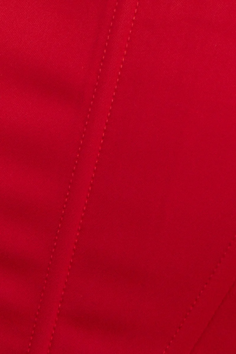 Red Corset Top Sleeveless Square Neck Crop Structured - Image 6