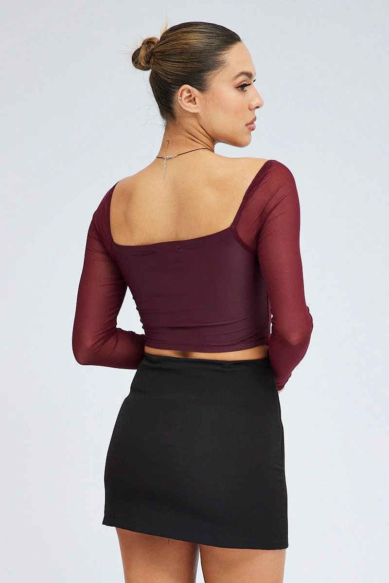 Red Crop Top Long Sleeve - Image 5