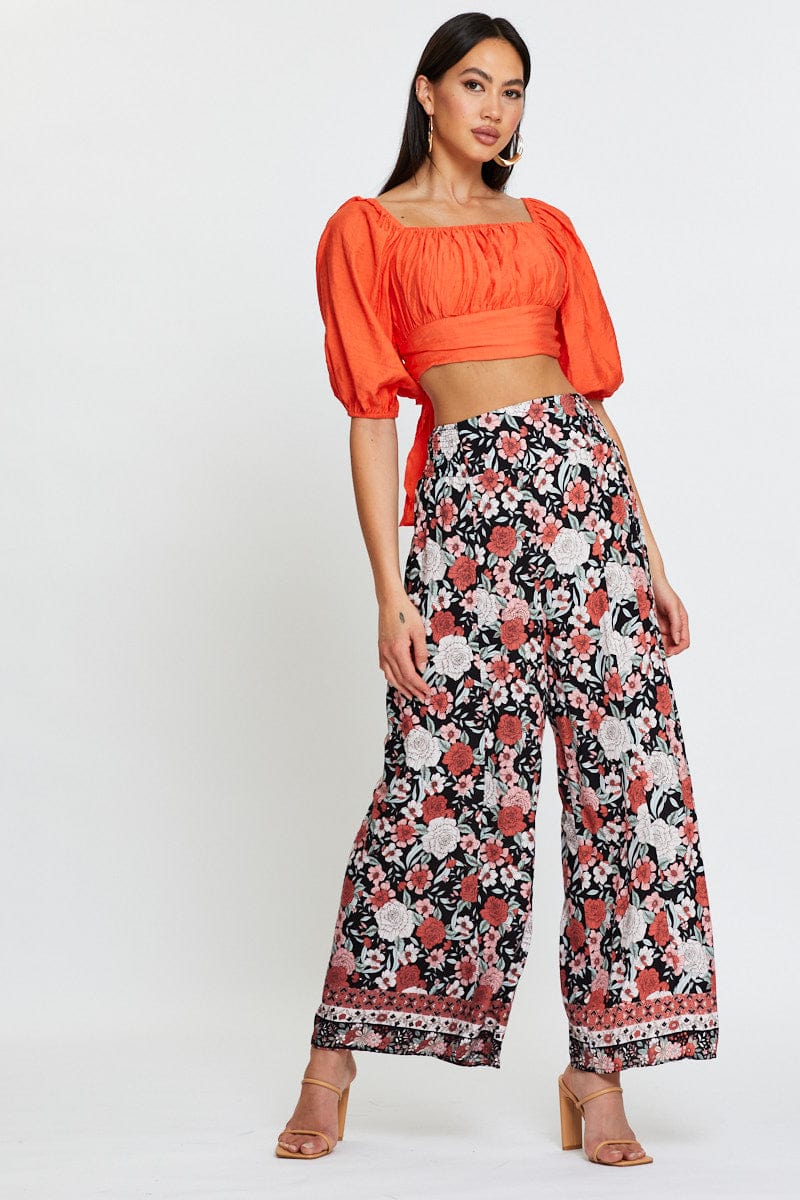 Red Crop Top Short Sleeve Tie Up - Image 3
