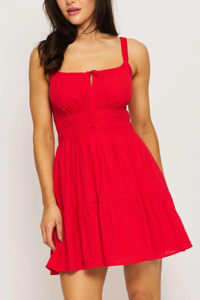 Red Fit And Flare Dress Mini - Image 5