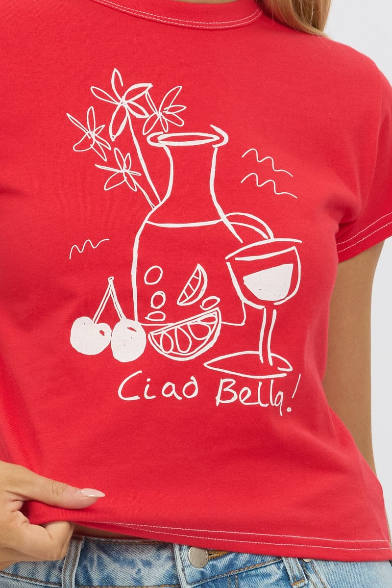 Red Graphic Tee Short Sleeve - Image 6